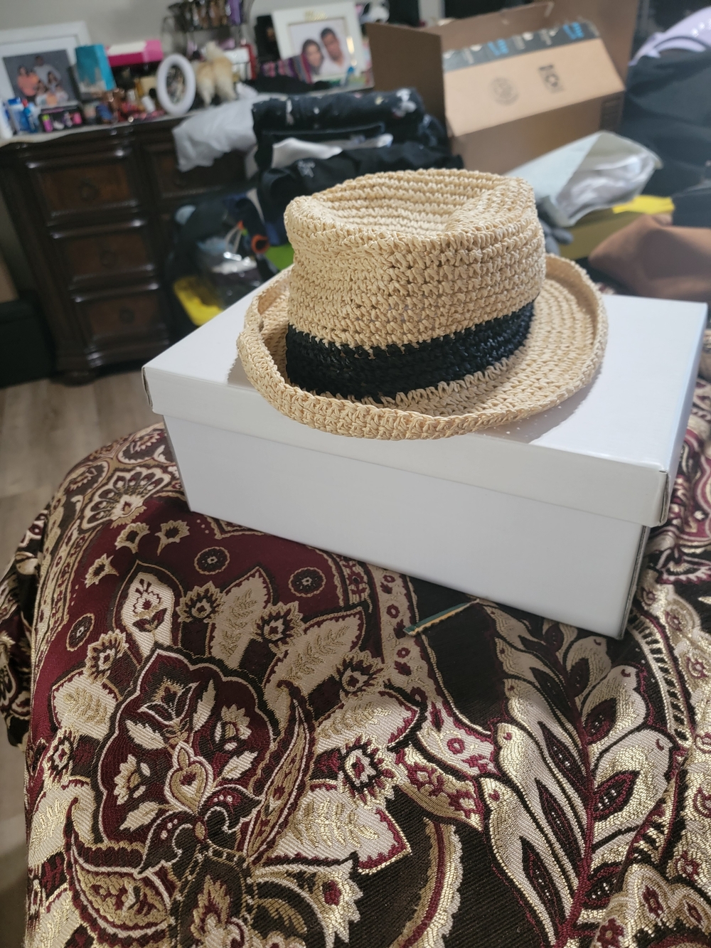 Levi's Tan Straw Fedora with Black Band